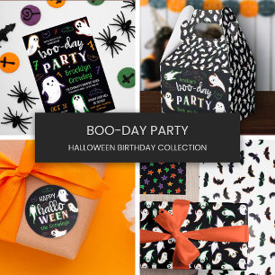 Swooping Ghosts & Bats Halloween Birthday Party Paper Plate