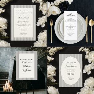 Formal Elegant Classic Black Stripes Wedding Save The Date
