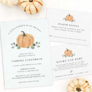 A Little Pumpkin Is on the Way Drive-by watercolor Invitation