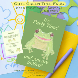 Cute Green Tree Frog - 3x transparent pattern.  Wrapping Paper Sheet