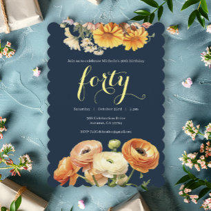 40th Birthday Party Elegant Cheerful Floral Napkin