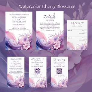 Watercolor Cherry Blossoms-RSVP-Wedding- RSVP Card