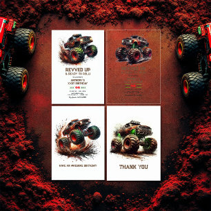 “Revved Up & Ready to Roll” Monster Truck Birthday Invitation