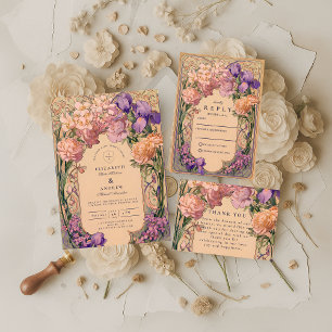 Art Nouveau Floral Wedding Enclosure Card