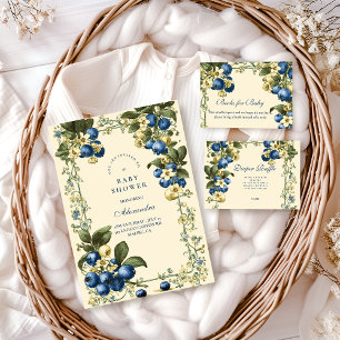 Vintage Blueberry Botanical Baby Shower Invitation