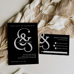 Whimsical Ampersand   Sage Green Wedding All In One Invitation