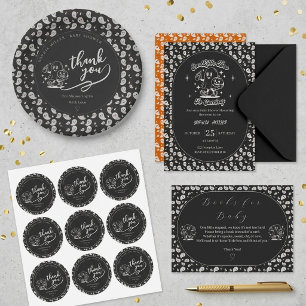 Black Halloween Little Boo baby shower Invitation