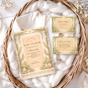 Greek Neutral Floral Baby Shower Napkin