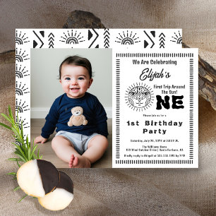 Boho First Trip Around the Sun 1st Birthday Party Invitation