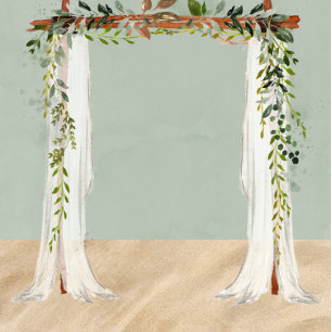 Beach Sand White Canopy Tropical Modern Wedding Invitation