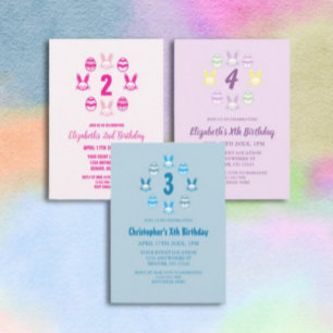 Blue Easter 3rd Birthday Invitation