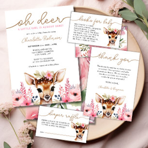 Woodland Deer Girl Books for Baby Shower Enclosure Card