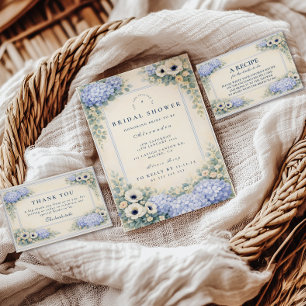 Romantic Dusty Blue Garden Bridal Shower Invitation