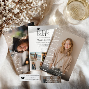 Modern Casual  Simple Trendy 6 photos graduation Invitation