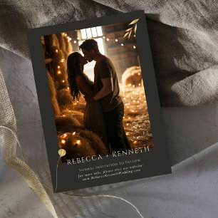Luxurious Gold Floral Chic Two Photo Save The Date Invitation