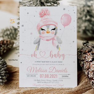 Winter Penguin baby shower  Enclosure Card