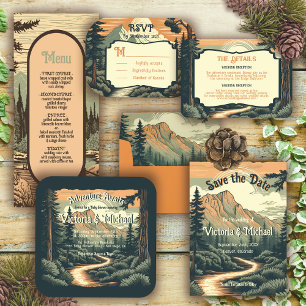 National Park Camping Outdoor Adventure Wedding All In One Invitation