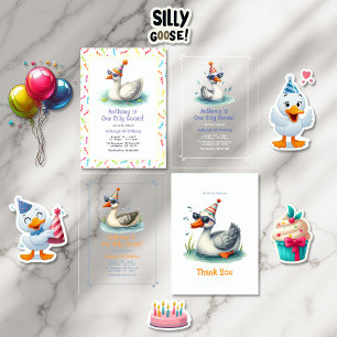 One Silly Goose First Birthday Party Invitation