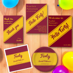 Elegant Luxury Burgundy And Gold Chic Birthday Thank You Card