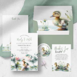 Cute Ducks Books for Baby Gender Neutral Invitation