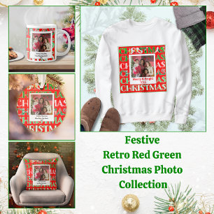 Custom Festive Red Green Christmas Photo Sweatshirt