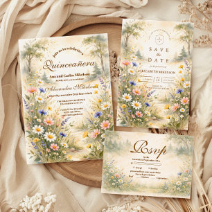 Romantic Garden Bloom Quinceañera Invitation