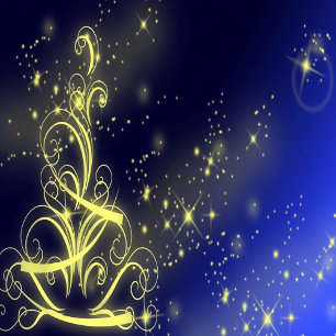 Greeting Christmas Tree Gold Stars Navy Blue Holiday Card