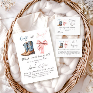 Boots or Bows Blue Pink Gender Reveal Book Request Enclosure Card