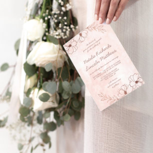 Blush Pink & Rose Gold Foil Floral Wedding Square Invitation