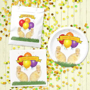 Ducklings Colourful Balloons Children's Birthday Invitation Postcard