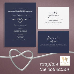 Simple Modern Elegant Navy Blue Wedding Invitation
