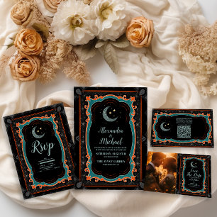 Celestial Mystical Moon Starry Night Wedding RSVP Card