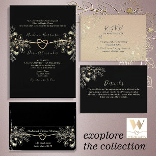 Vintage Black and Gold Wedding Place Card