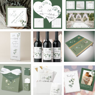 Table Number names date sage green eucalyptus Card