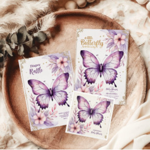 A Little Butterfly Is On Her Way Gold Baby Shower Invitation