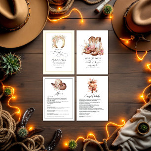 Elegant Floral Horseshoe Western Wedding QR Code Invitation