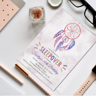 Dreamcatcher Slumber Party Any Age Photo Birthday Invitation