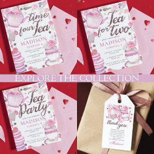Watercolor Tea Party Birthday Glitter Invitation