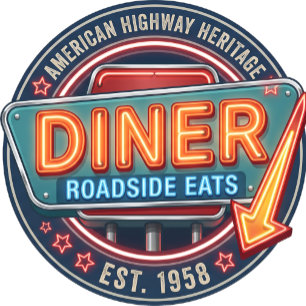 Diner Roadside Eats Vintage Neon Sign Wall Clock