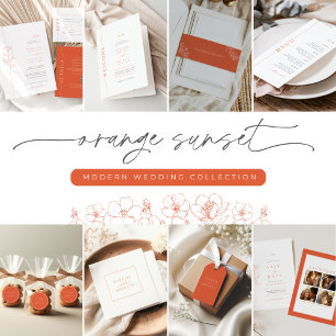 Modern Orange Save the Date Wedding Invitation