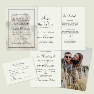 Elegant Modern Minimalist Wedding Details Invitation