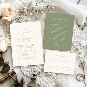Sage Green Cream Elegant Script Formal The Wedding RSVP Card