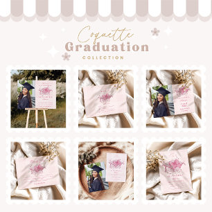 Photo Coquette Pink Bow Graduation Announcement