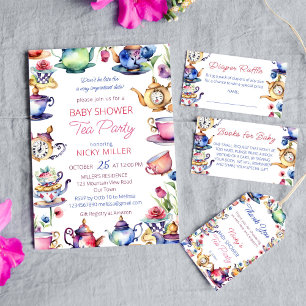 Alice in wonderland baby shower diaper raffle enclosure card