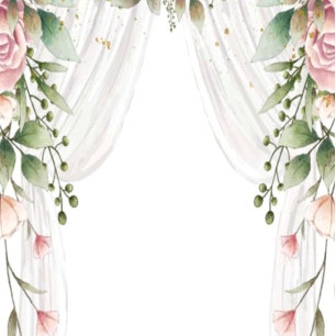 Chic White Canopy Pink Watercolor Floral Wedding All In One Invitation