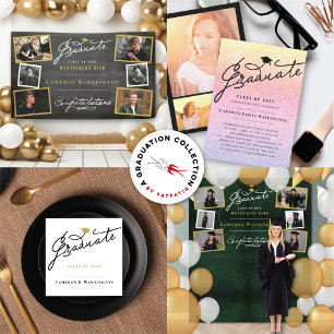 Chalkboard Script Graduation 6 Photo Backdrop Tapestry