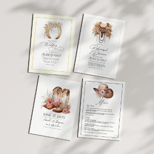 Rustic Boho Floral Western Wedding Guest Details Enclosure Card
