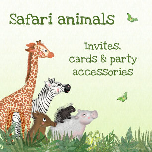 Safari animals children's birthday party invite
