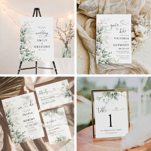 Eucalyptus Leaf Greenery All in One Wedding Invite
