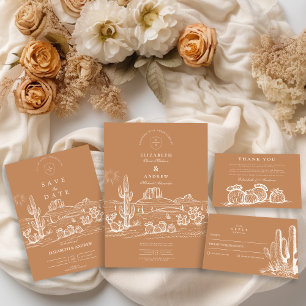 Rustic Cactus Desert Landscape Wedding Acrylic Invitations